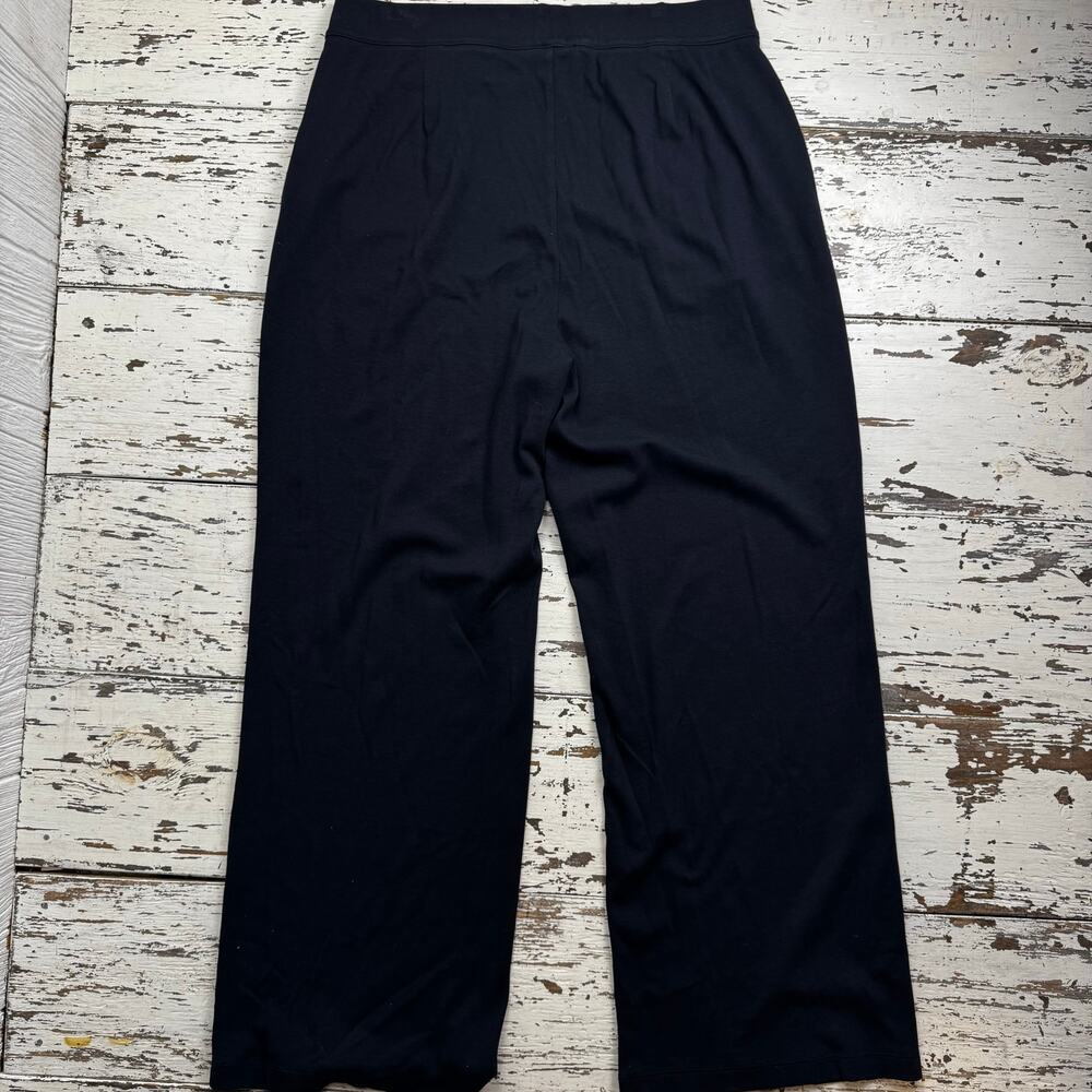 Lands' End Pull On Pants Black Sport Knit Wide Leg Size Large Tall Elastic Waist - Picture 12 of 13